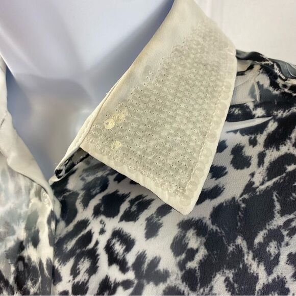 Guess sequin collar button down blouse XS - Picture 2 of 8